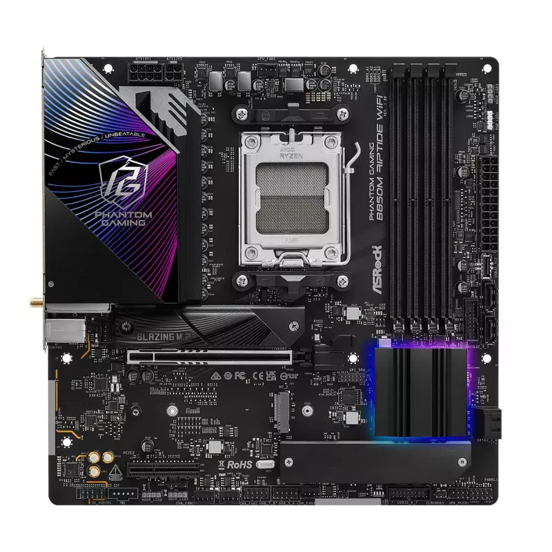 ASRock mātesplate B850M Riptide WiFi AM5 AMD B850 4 x DDR5 1 x HDMI 2.1 Tmds/frl 8g 1 x DisplayPort 1.4 ar DSC mATX