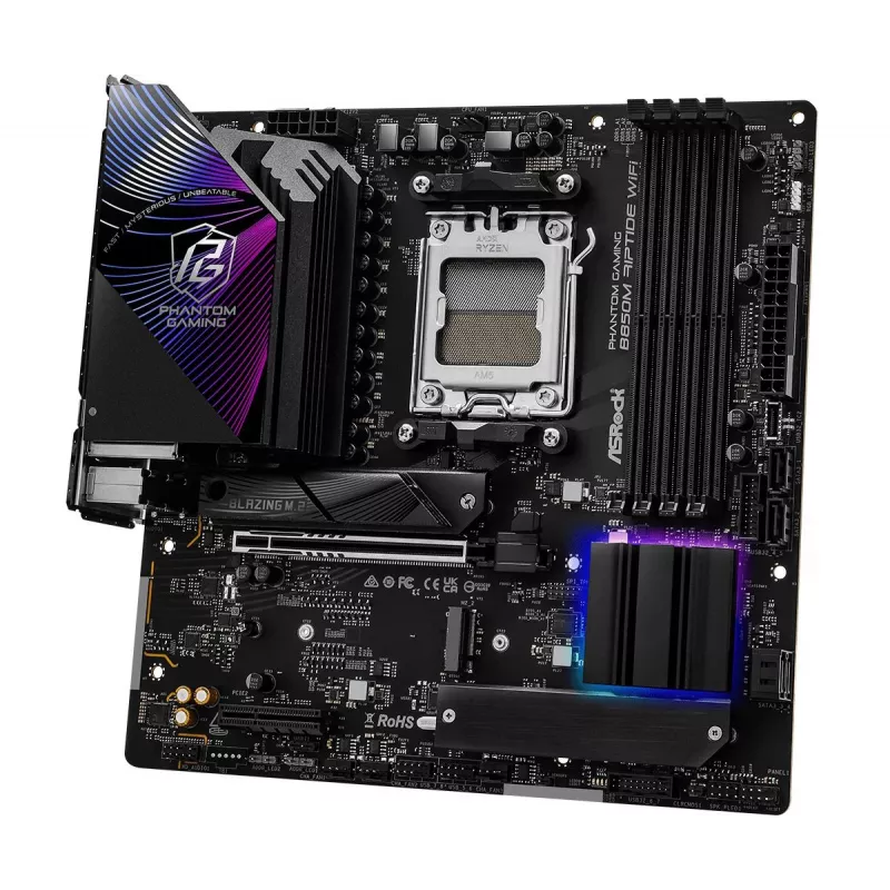 ASRock mātesplate B850M Riptide WiFi AM5 AMD B850 4 x DDR5 1 x HDMI 2.1 Tmds/frl 8g 1 x DisplayPort 1.4 ar DSC mATX