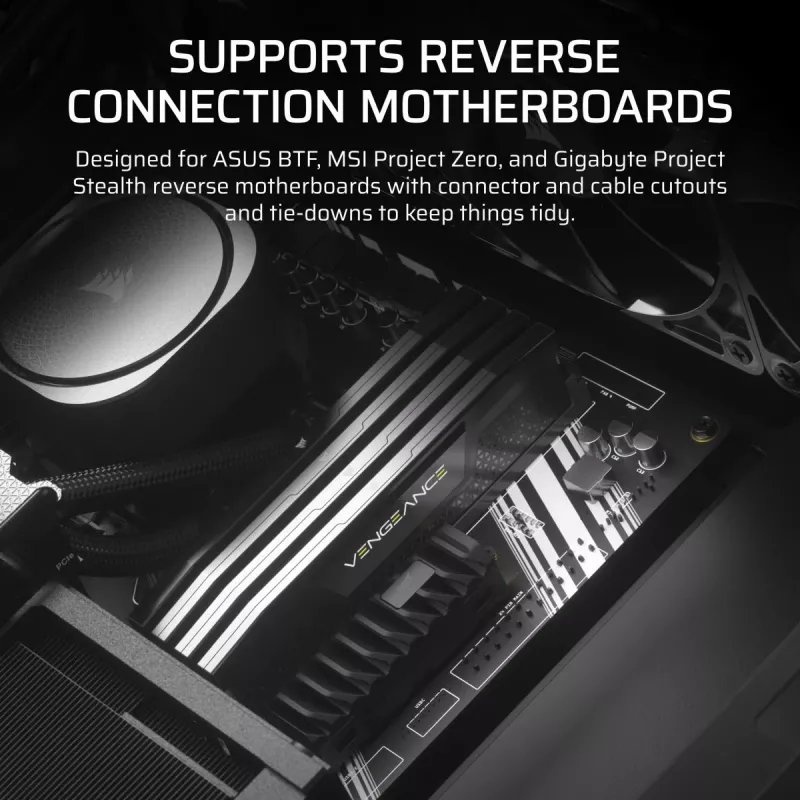 PC korpuss CORSAIR FRAME 4000D RS Midi Tower — melns, EATX atbalsts, rūdīts stikls, USB-C, 3x120mm priekšējie ventilatori