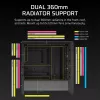 PC korpuss CORSAIR FRAME 4000D RS Midi Tower — melns, EATX atbalsts, rūdīts stikls, USB-C, 3x120mm priekšējie ventilatori