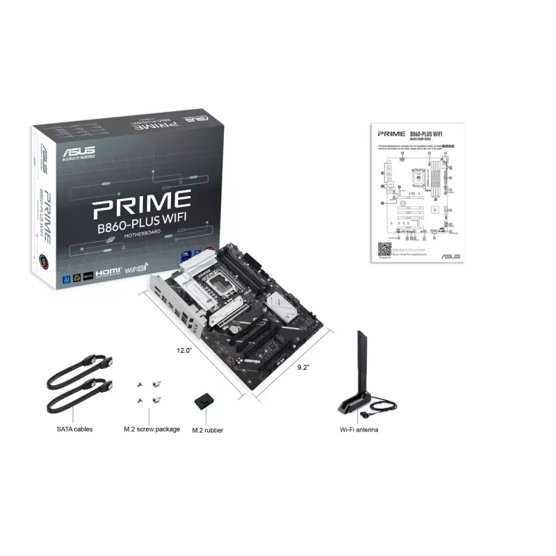 Mātesplate ASUS PRIME B860-PLUS WIFI — Intel B860, LGA 1851, ATX, DDR5, 4 DIMM, Wi‑Fi 6E, 2.5Gb LAN, Bluetooth 5.3