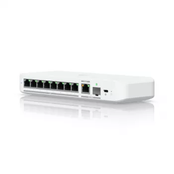 Pārvaldāmais slēdzis UBIQUITI UniFi Flex 2.5G USW-FLEX-2.5G-8 — 8× 2.5G RJ‑45, 1× 10G SFP+, L2, 60 Gbps