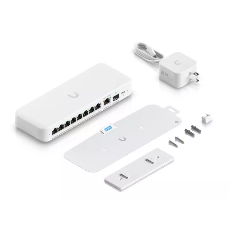 Pārvaldāmais slēdzis UBIQUITI UniFi Flex 2.5G USW-FLEX-2.5G-8 — 8× 2.5G RJ‑45, 1× 10G SFP+, L2, 60 Gbps
