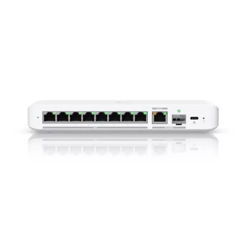 Pārvaldāmais slēdzis UBIQUITI UniFi Flex 2.5G USW-FLEX-2.5G-8 — 8× 2.5G RJ‑45, 1× 10G SFP+, L2, 60 Gbps