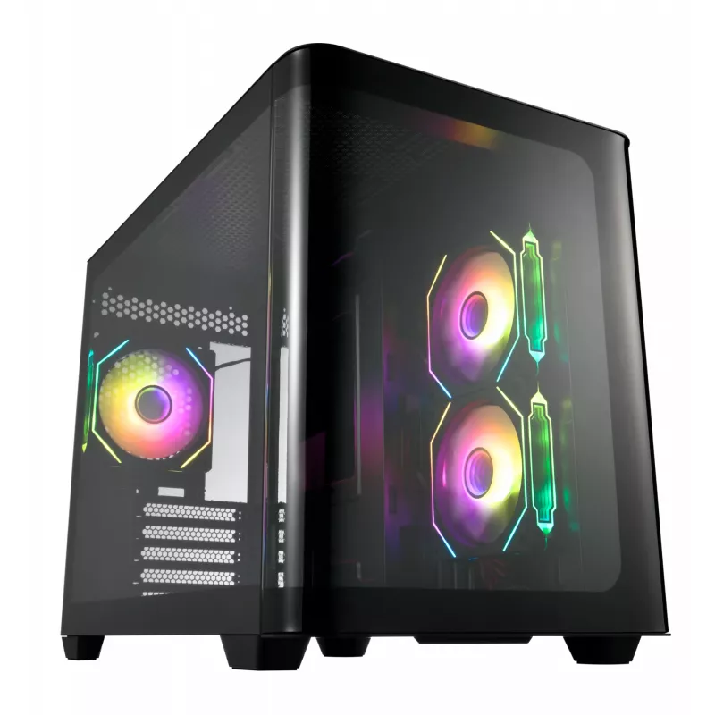 FSP S380-BA Case Mini Tower mITX, mATX Melns ARGB, Micro Tower, PC, melns, micro ATX, Mini-ITX, SPCC, rūdīts stikls, spēlēm