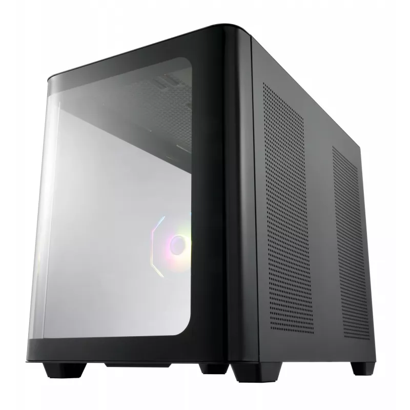 FSP S380-BA Case Mini Tower mITX, mATX Melns ARGB, Micro Tower, PC, melns, micro ATX, Mini-ITX, SPCC, rūdīts stikls, spēlēm