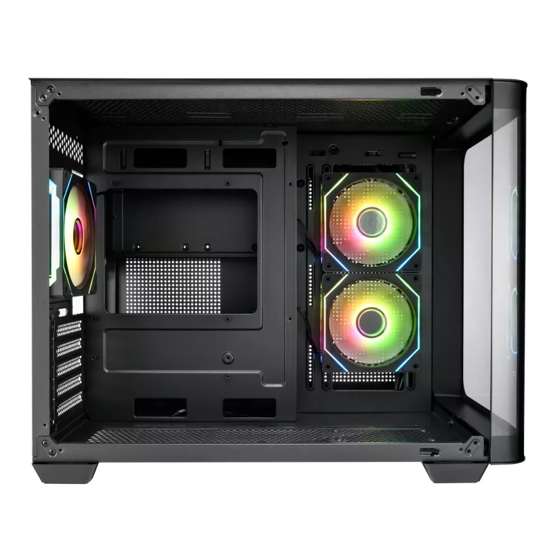 FSP S380-BA Case Mini Tower mITX, mATX Melns ARGB, Micro Tower, PC, melns, micro ATX, Mini-ITX, SPCC, rūdīts stikls, spēlēm