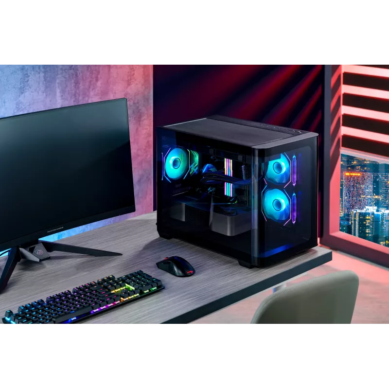 FSP S380-BA Case Mini Tower mITX, mATX Melns ARGB, Micro Tower, PC, melns, micro ATX, Mini-ITX, SPCC, rūdīts stikls, spēlēm