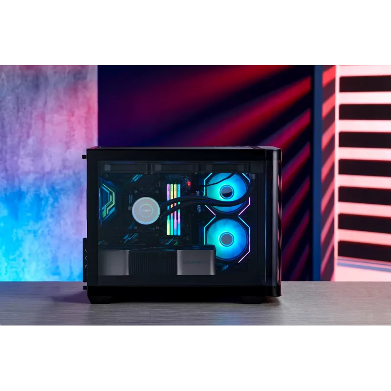 FSP S380-BA Case Mini Tower mITX, mATX Melns ARGB, Micro Tower, PC, melns, micro ATX, Mini-ITX, SPCC, rūdīts stikls, spēlēm