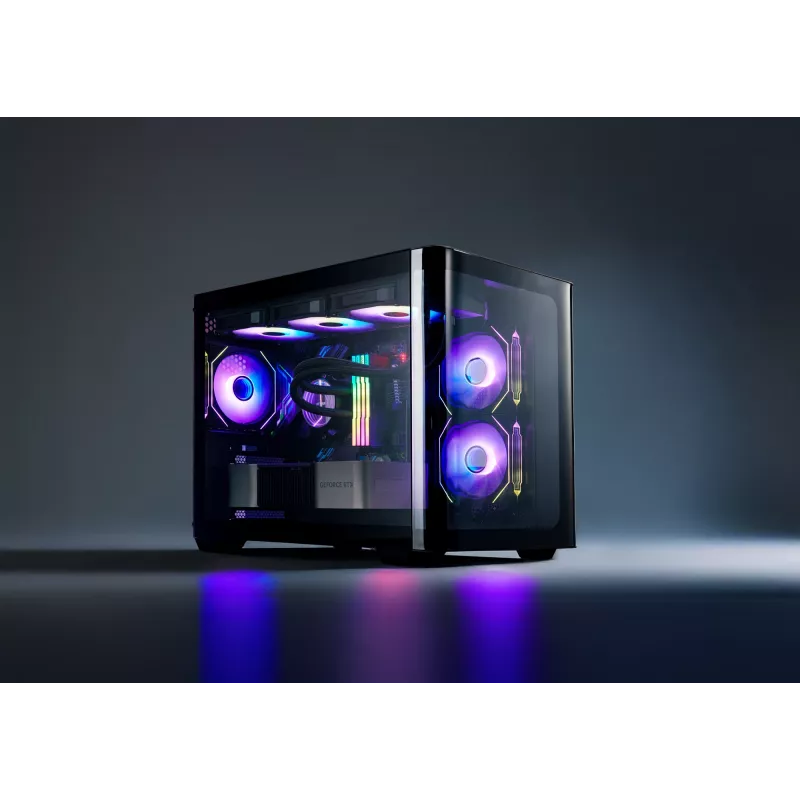 FSP S380-BA Case Mini Tower mITX, mATX Melns ARGB, Micro Tower, PC, melns, micro ATX, Mini-ITX, SPCC, rūdīts stikls, spēlēm