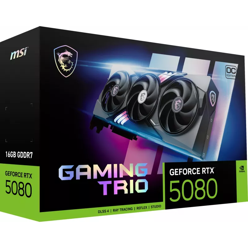 MSI GAMING GEFORCE RTX 5080 16G TRIO OC grafiskā karte NVIDIA 16 GB GDDR7