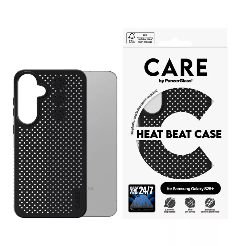 PanzerGlass CARE™ by ® Case Heat Beat Samsung Galaxy S25+, Vāciņš, Samsung, Samsung - Galaxy S25+, Melns