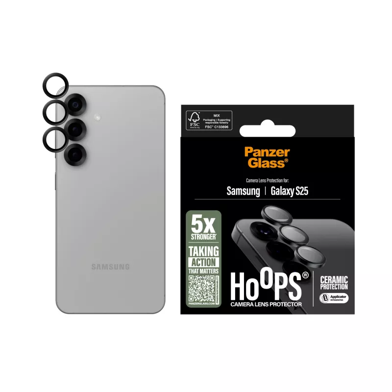 PanzerGlass ® Hoops® Keramikas kameras lēcu aizsargs Samsung Galaxy S25