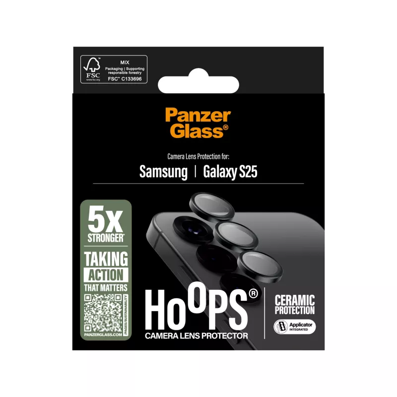 PanzerGlass ® Hoops® Keramikas kameras lēcu aizsargs Samsung Galaxy S25