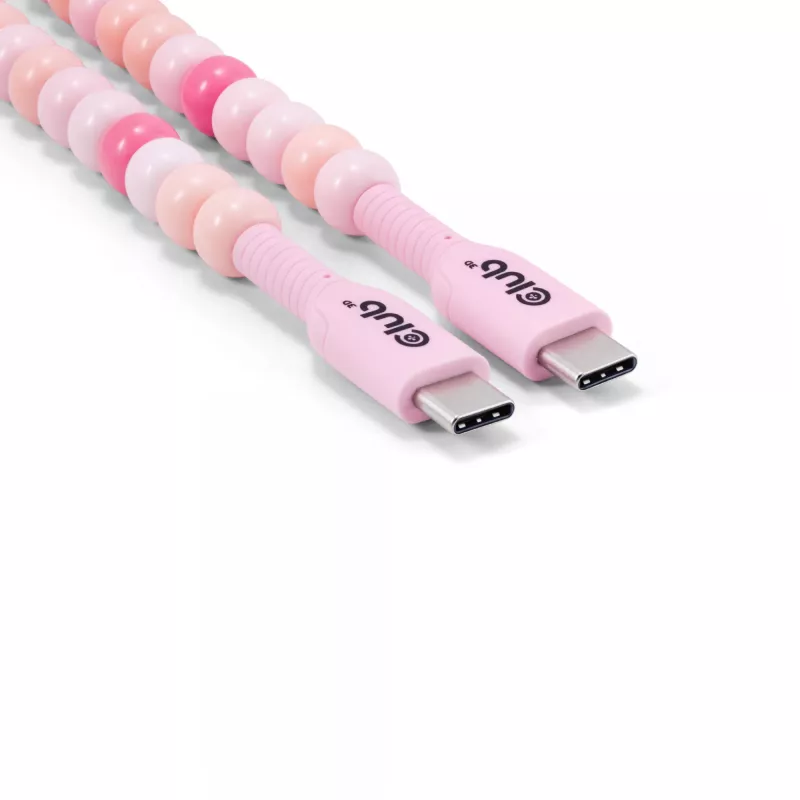 CLUB3D USB-C® pērlīšu kabelis, rozā, 2 m, USB C, USB C, 0.48 Gbit/s, rozā