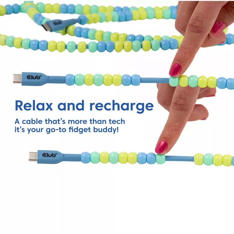 CLUB3D CAC-3011 USB kabelis 2 m USB C Zils, Zaļš