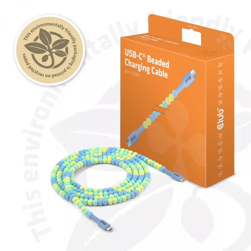 CLUB3D CAC-3011 USB kabelis 2 m USB C Zils, Zaļš