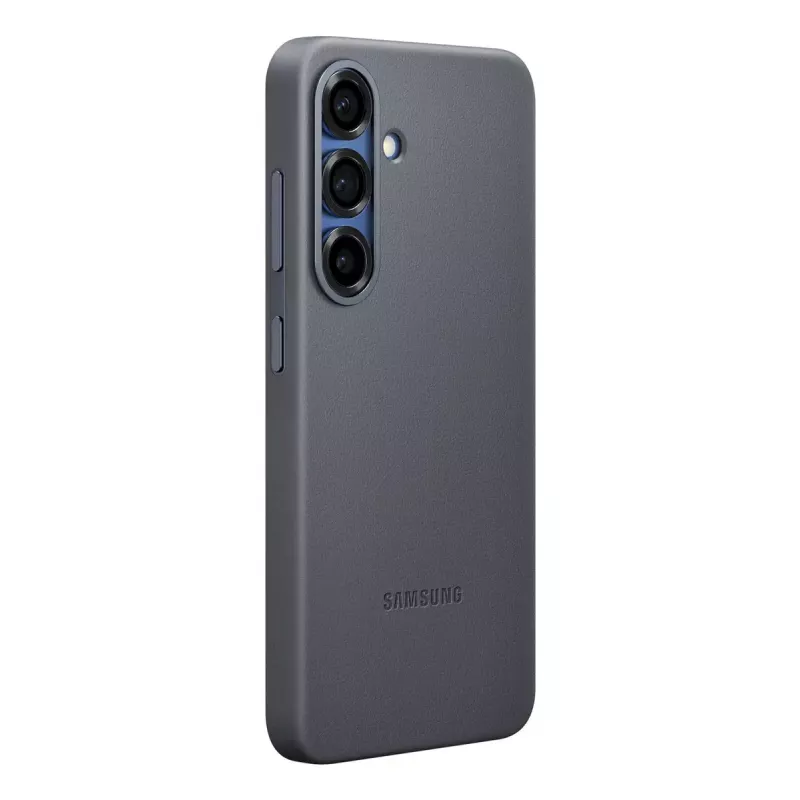 Vāciņš Samsung Galaxy S25 mākslīgās ādas maciņš melns