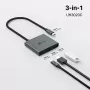 USB Type-C centrmezgls TP-Link UH3020C — 3 porti (HDMI, USB-A, USB-C), 5 Gbit/s, HDMI 4K@60Hz, PD līdz 100W, alumīnijs, 0,18 m kabelis