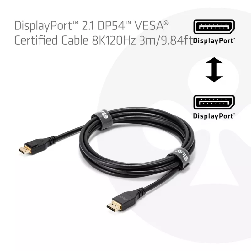 CLUB3D DisplayPort™ 2.1 DP54™ VESA® sertificēts kabelis 8K120Hz 3m/ 9.84ft
