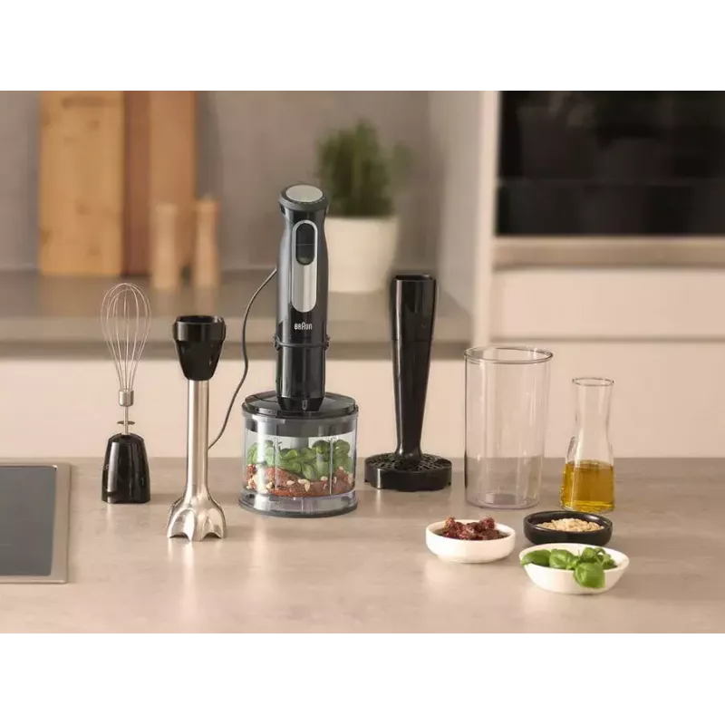 Braun MultiQuick 5 Pro 0,6 L Iegremdējamais blenderis 1000 W Melns, Sudraba