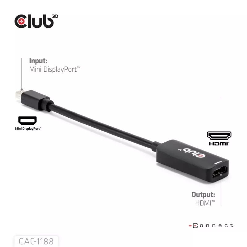 Adapter club 3d Mini DisplayPort 1.4 to HDMI 8K60Hz M/F, Mini DisplayPort savienotājs