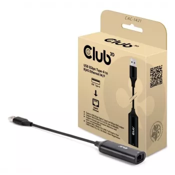 Savienotāju adapteris CLUB3D CAC-1421 USB Typee-A uz RJ45 0.245m Melns