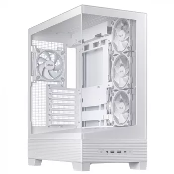 PC korpuss ASUS A31 Plus TG ARGB WHITE Midi Tower — ATX, rūdīts stikls, ARGB, 3x120mm + 1x120mm ventilatori, 38 cm GPU, 165 mm CPU dzesētājs