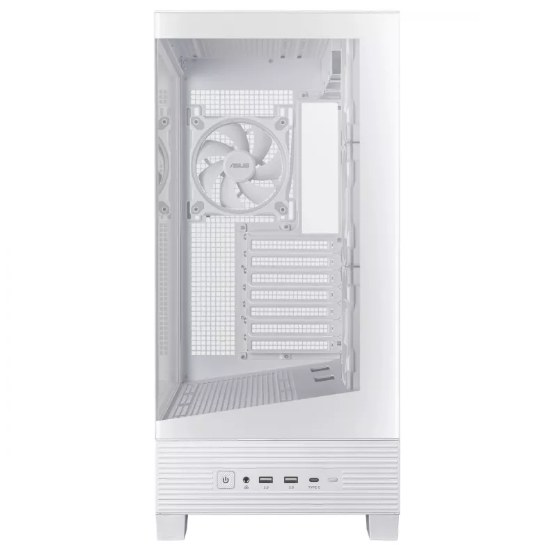 PC korpuss ASUS A31 Plus TG ARGB WHITE Midi Tower — ATX, rūdīts stikls, ARGB, 3x120mm + 1x120mm ventilatori, 38 cm GPU, 165 mm CPU dzesētājs