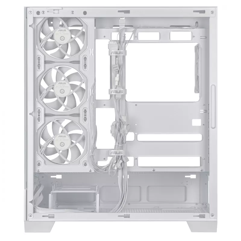 PC korpuss ASUS A31 Plus TG ARGB WHITE Midi Tower — ATX, rūdīts stikls, ARGB, 3x120mm + 1x120mm ventilatori, 38 cm GPU, 165 mm CPU dzesētājs