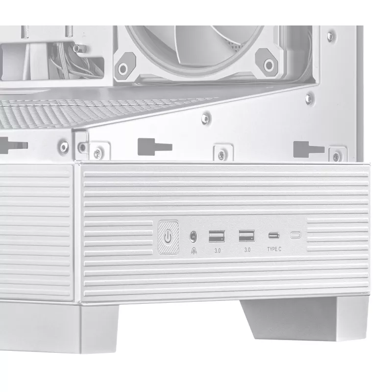 PC korpuss ASUS A31 Plus TG ARGB WHITE Midi Tower — ATX, rūdīts stikls, ARGB, 3x120mm + 1x120mm ventilatori, 38 cm GPU, 165 mm CPU dzesētājs