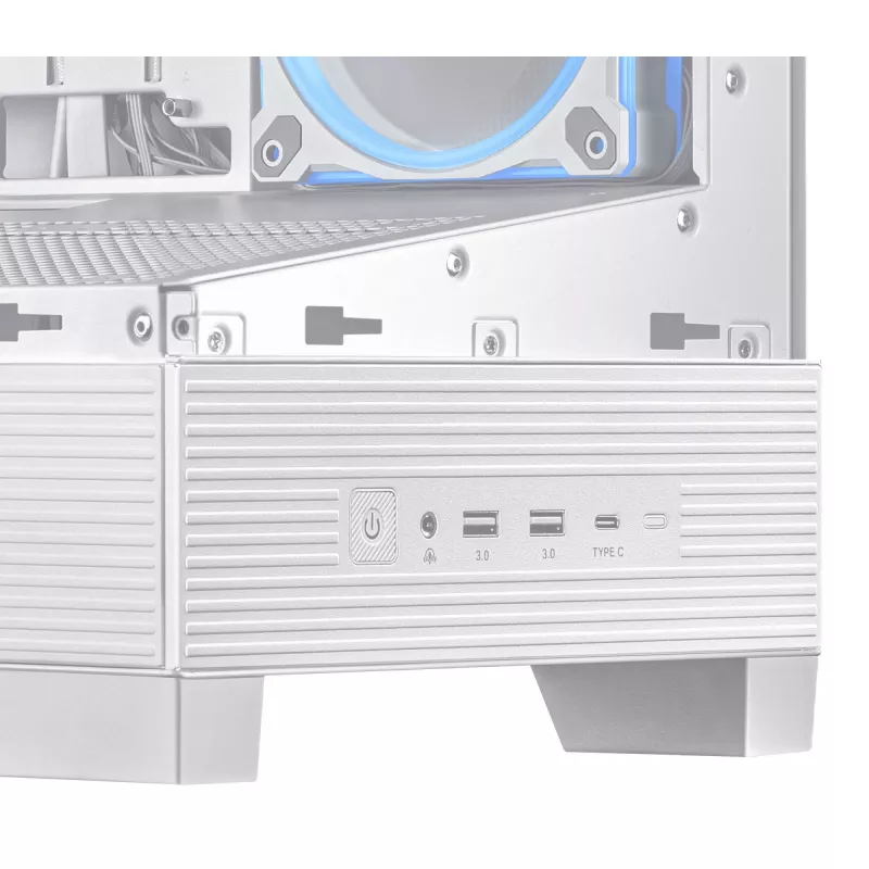 PC korpuss ASUS A31 Plus TG ARGB WHITE Midi Tower — ATX, rūdīts stikls, ARGB, 3x120mm + 1x120mm ventilatori, 38 cm GPU, 165 mm CPU dzesētājs