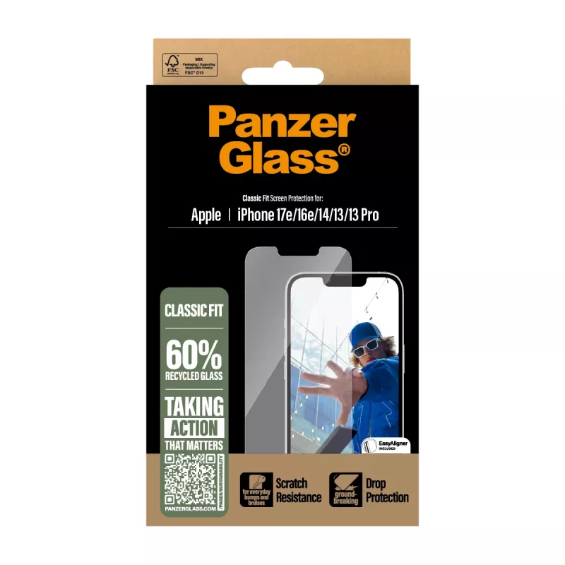 PanzerGlass ® Ekrāna aizsargs iPhone 17e | 16e | 14 | 13 | 13 Pro | Classic Fit ar EasyAligner