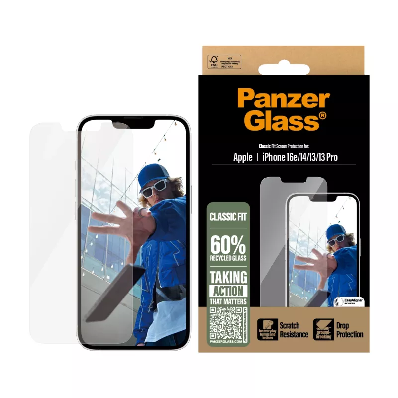 PanzerGlass ® Ekrāna aizsargs iPhone 17e | 16e | 14 | 13 | 13 Pro | Classic Fit ar EasyAligner