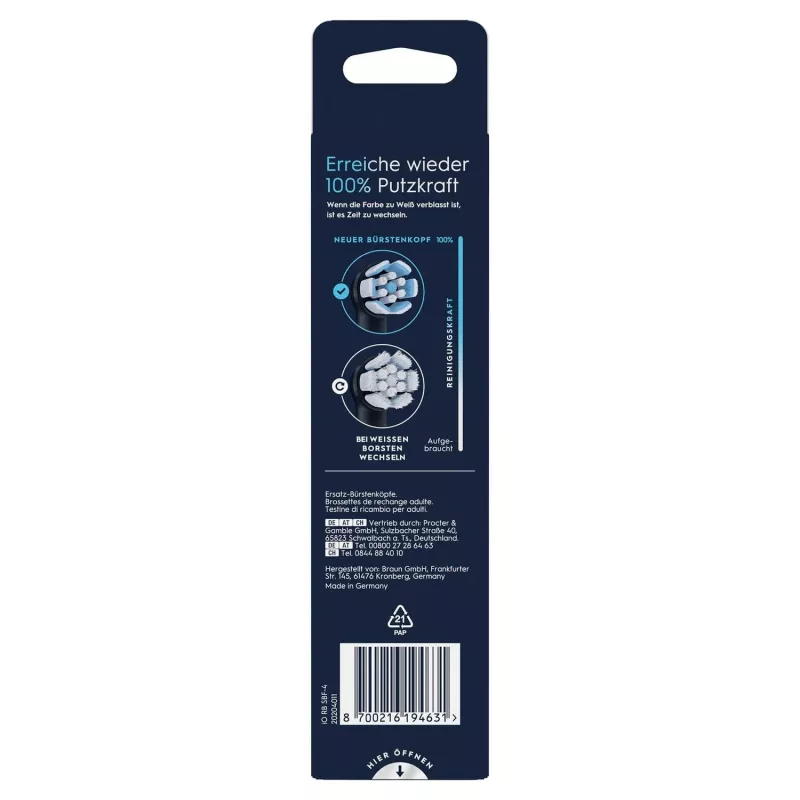 Oral-B 194631 zobu birstes galviņa 4 gab. melna