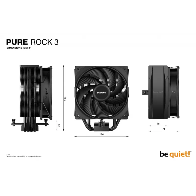 be quiet! Pure Rock 3 Melns procesora gaisa dzesētājs 12 cm 1 gab.