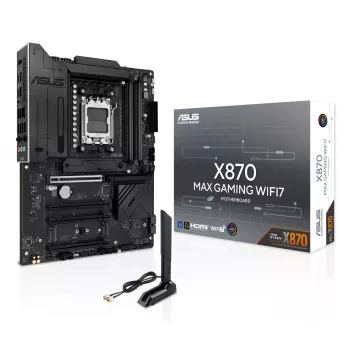 Mātesplate ASUS X870 MAX GAMING WIFI7 ATX — AMD X870, Socket AM5, DDR5, 4 DIMM, 256 GB, Wi‑Fi 7, Bluetooth 5.4, 3 M.2, 2x USB4 Gen3x2