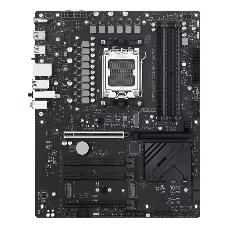 Mātesplate ASUS X870 MAX GAMING WIFI7 ATX — AMD X870, Socket AM5, DDR5, 4 DIMM, 256 GB, Wi‑Fi 7, Bluetooth 5.4, 3 M.2, 2x USB4 Gen3x2
