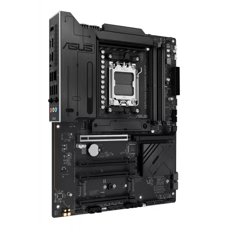 Mātesplate ASUS X870 MAX GAMING WIFI7 ATX — AMD X870, Socket AM5, DDR5, 4 DIMM, 256 GB, Wi‑Fi 7, Bluetooth 5.4, 3 M.2, 2x USB4 Gen3x2