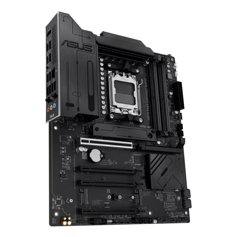 Mātesplate ASUS X870 MAX GAMING WIFI7 ATX — AMD X870, Socket AM5, DDR5, 4 DIMM, 256 GB, Wi‑Fi 7, Bluetooth 5.4, 3 M.2, 2x USB4 Gen3x2