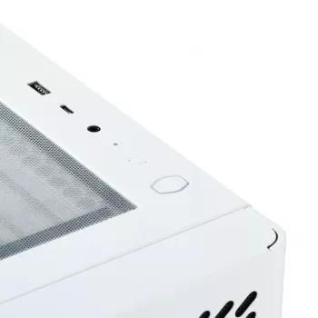 PC korpuss Cooler Master Elite 502 Midi Tower balts — ATX, 3x 120 mm priekšā, 120 mm aizmugurē, barošanas bloks apakšā, atbalsta 2.5 collu/3.5 collu diskus