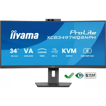 iiyama ProLite XCB3497WQSNPH-B1 datora monitors 86,4 cm (34 colli) 3440 x 1440 pikseļi UltraWide Quad HD LED Melns
