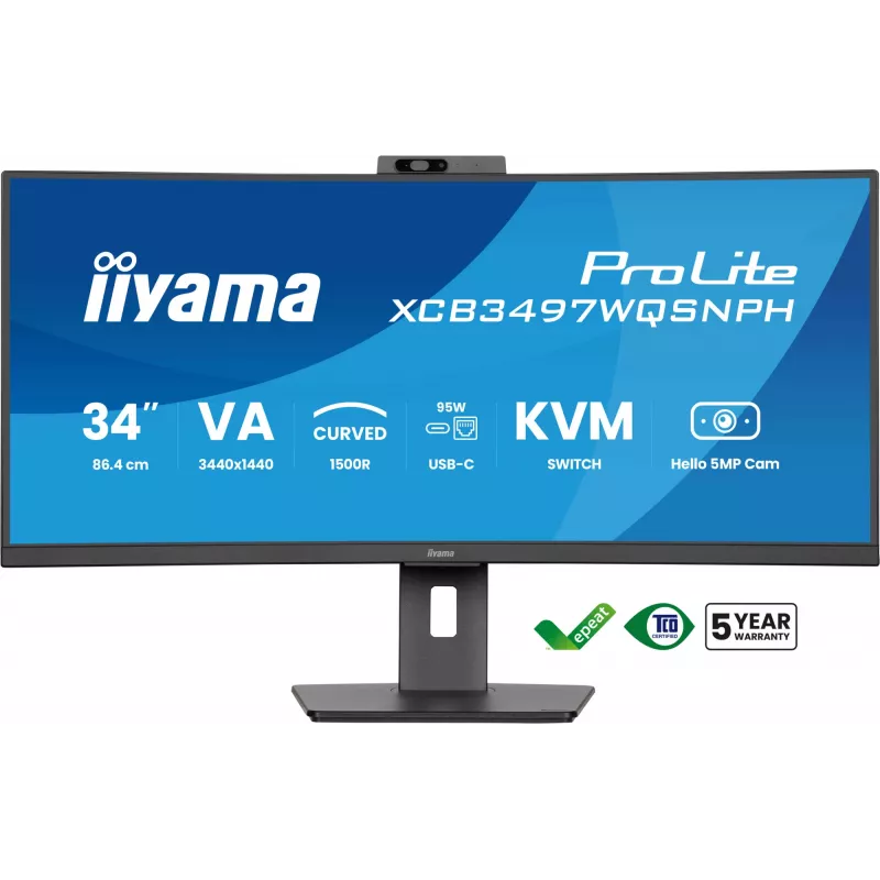 iiyama ProLite XCB3497WQSNPH-B1 datora monitors 86,4 cm (34 colli) 3440 x 1440 pikseļi UltraWide Quad HD LED Melns