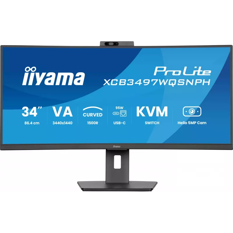 iiyama ProLite XCB3497WQSNPH-B1 datora monitors 86,4 cm (34 colli) 3440 x 1440 pikseļi UltraWide Quad HD LED Melns