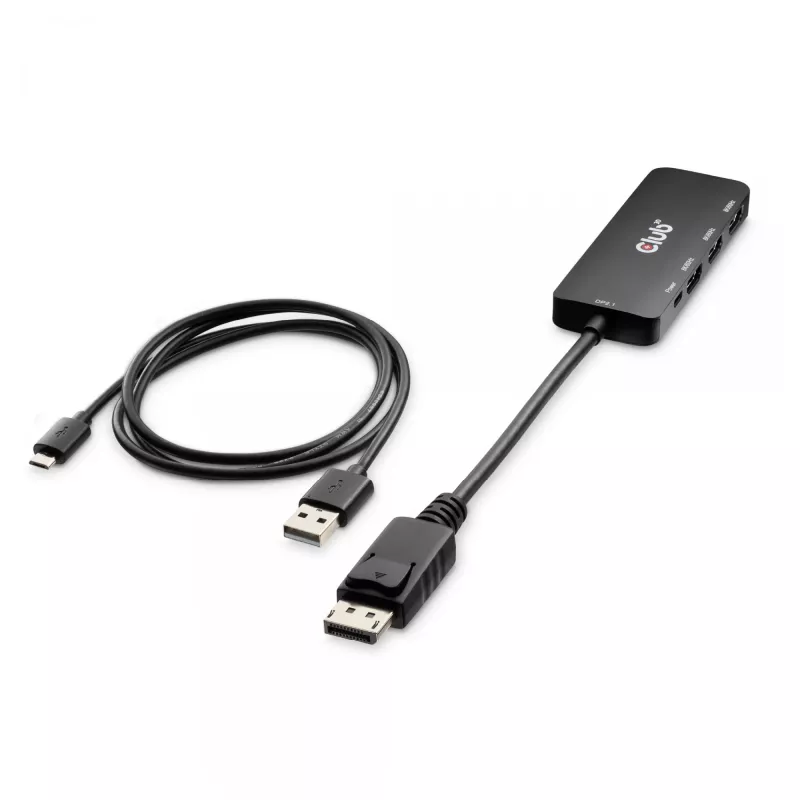 CLUB3D DisplayPort™ uz Triple HDMI™ 8K60Hz centrālmezgls, DisplayPort, HDMI, 2.1b/1.4a, 13,5 Mbit/s, 120 Hz, 3840 x 2160, 7680 x 4320