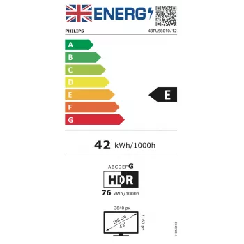 Philips 43PUS8010/12 TV 109,2 cm (43 collas) 4K Ultra HD Smart TV Wi-Fi Melns