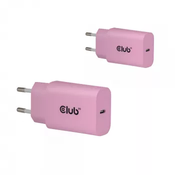 CLUB3D 2-Pack USB C Charger 30 Watt Whit, Indoor, AC, Pink