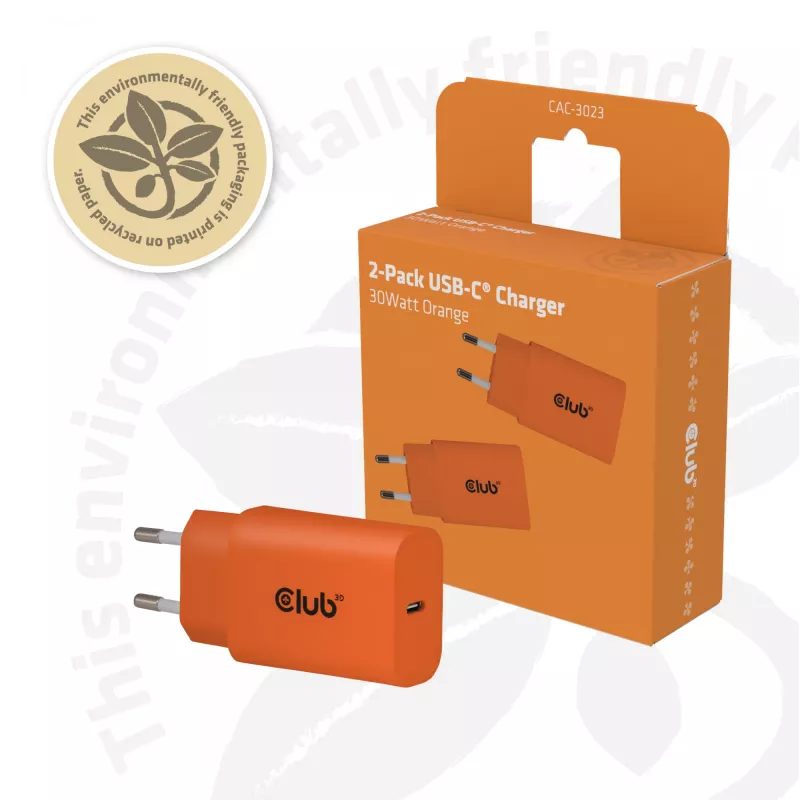 Barošanas bloks CLUB3D CAC-3023, 30 W, kompakts adapteris pārnēsājamām ierīcēm