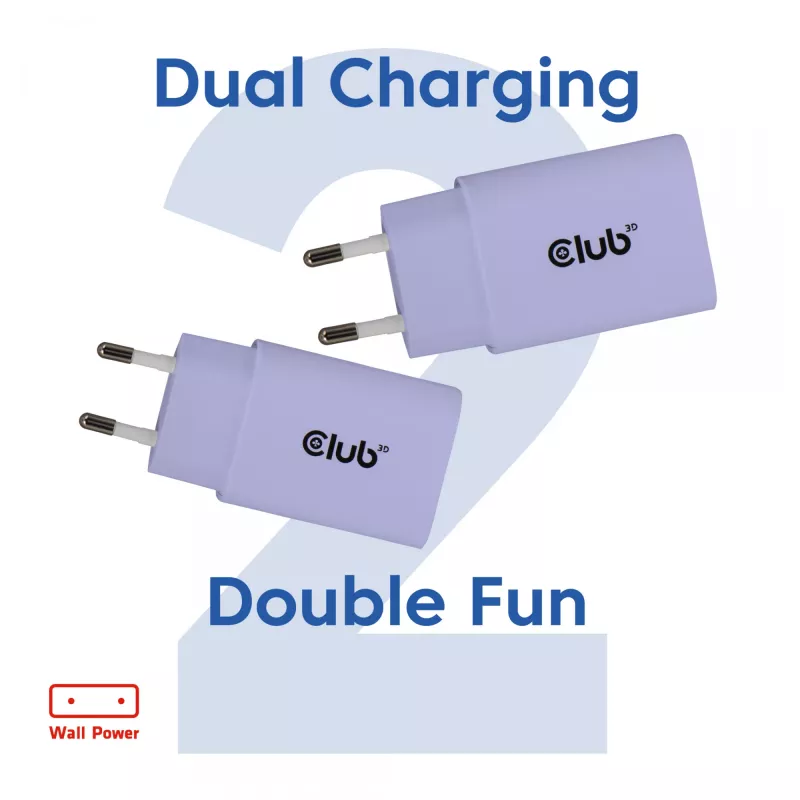 Strāvas adapteris club 3d USB-C lādētājs 30 W 2-pack kompakts tālruņiem un planšetdatoriem