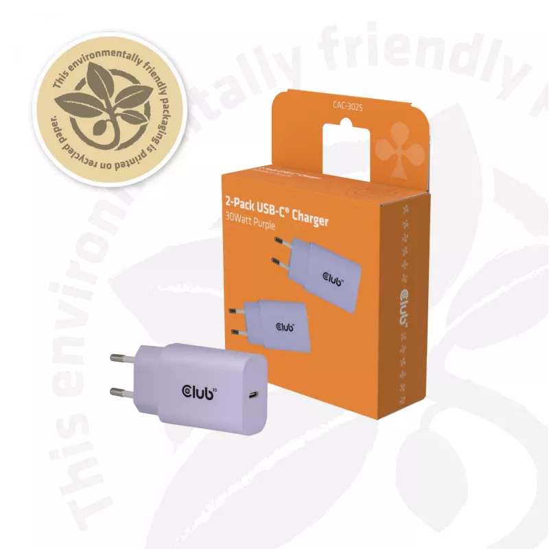 Strāvas adapteris club 3d USB-C lādētājs 30 W 2-pack kompakts tālruņiem un planšetdatoriem